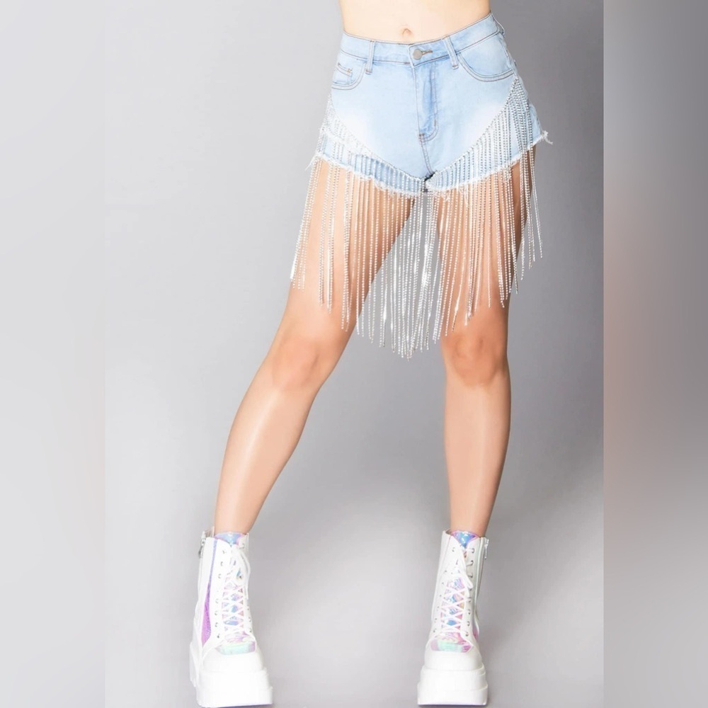 New with tags - Hot & Delicious - Icy GRL Rhinestone High Waisted Shorts.